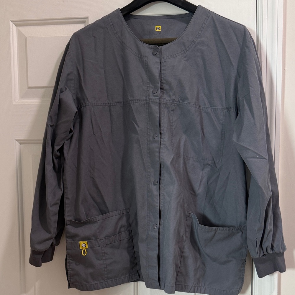 WonderWink Gray Button-Up Jacket